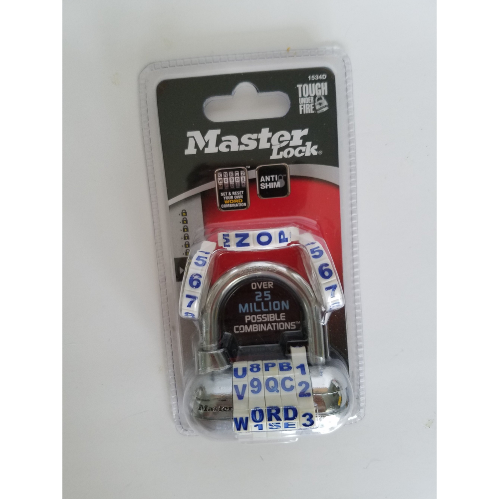 Master Lock 1534D Anti Shim Set & Reset Your Own Word Combination NWT